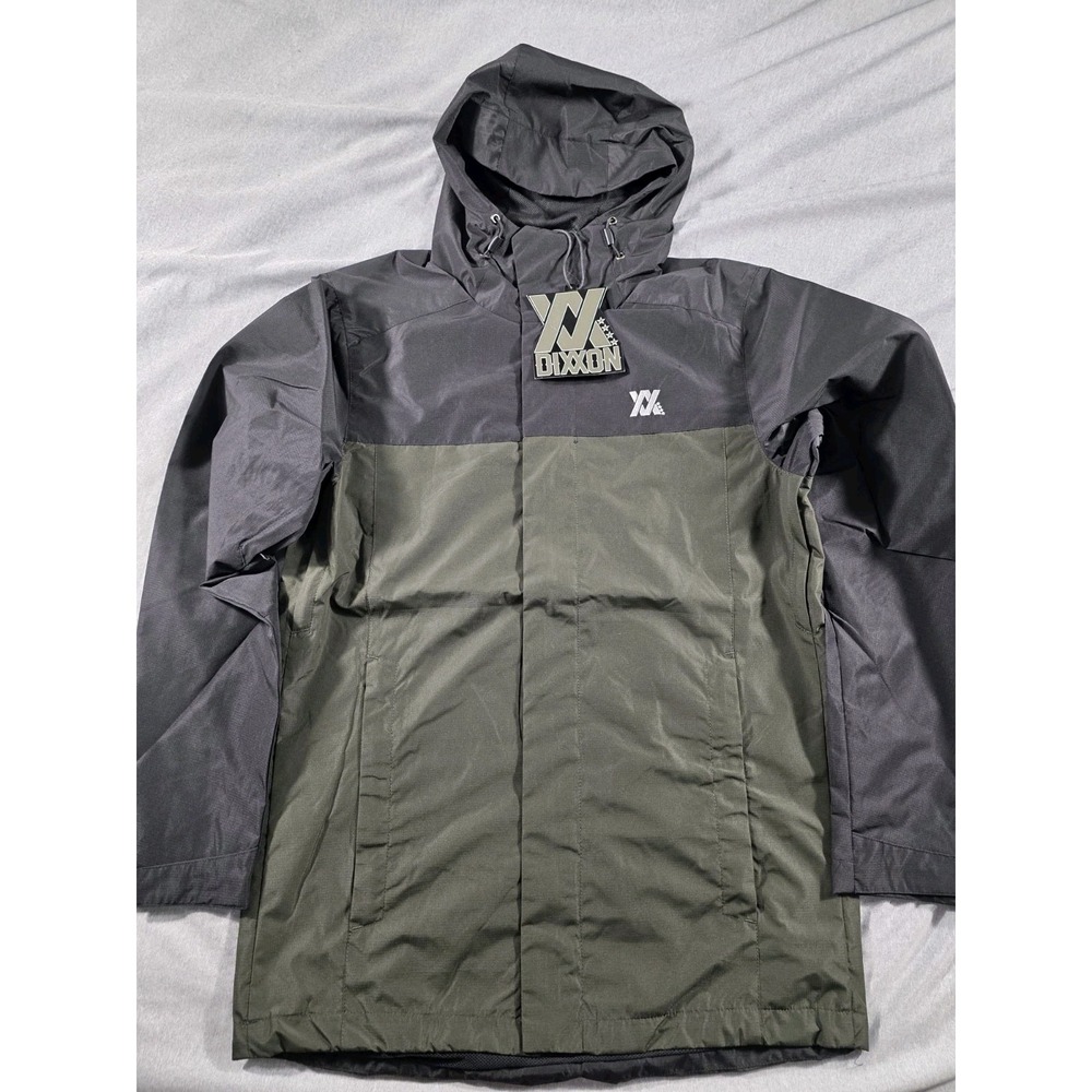 NEW DIXXON Ground Up Hooded Tech Jacket Vented Water Repellant Small Green Black